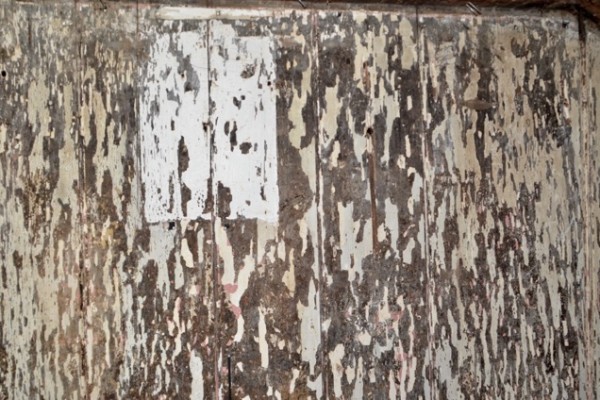 Post-demo: Patina of old paint on a wall upstairs