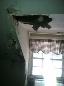 Pre-demo: Water damage in the dry wall