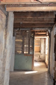 Post-demo: Looking through the first floor (facing downstream)