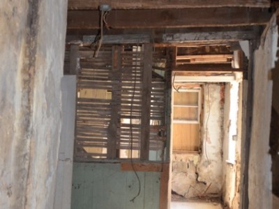 Post-demo: Looking through the first floor (facing downstream)