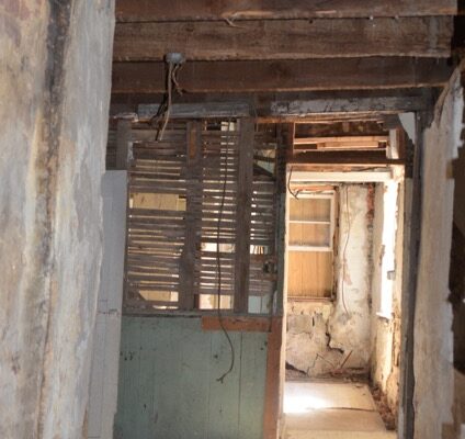 Post-demo: Looking through the first floor (facing downstream)