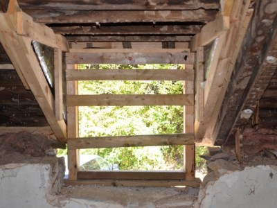 Post-demo: Back window with new framing to support the structure