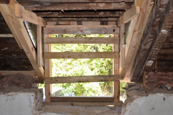 Post-demo: Back window with new framing to support the structure