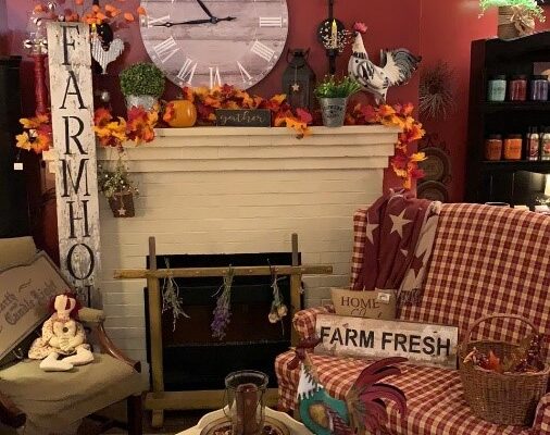 Holiday and seasonal decorations in Willie’s Primitive Attic.