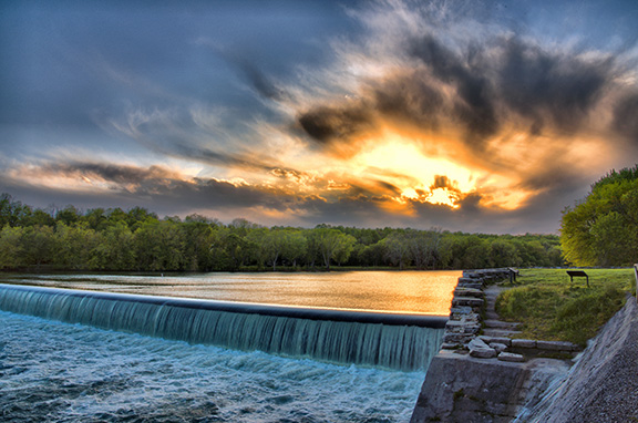 'Sky Fire' at Dam 5 by Margaret J Clingan